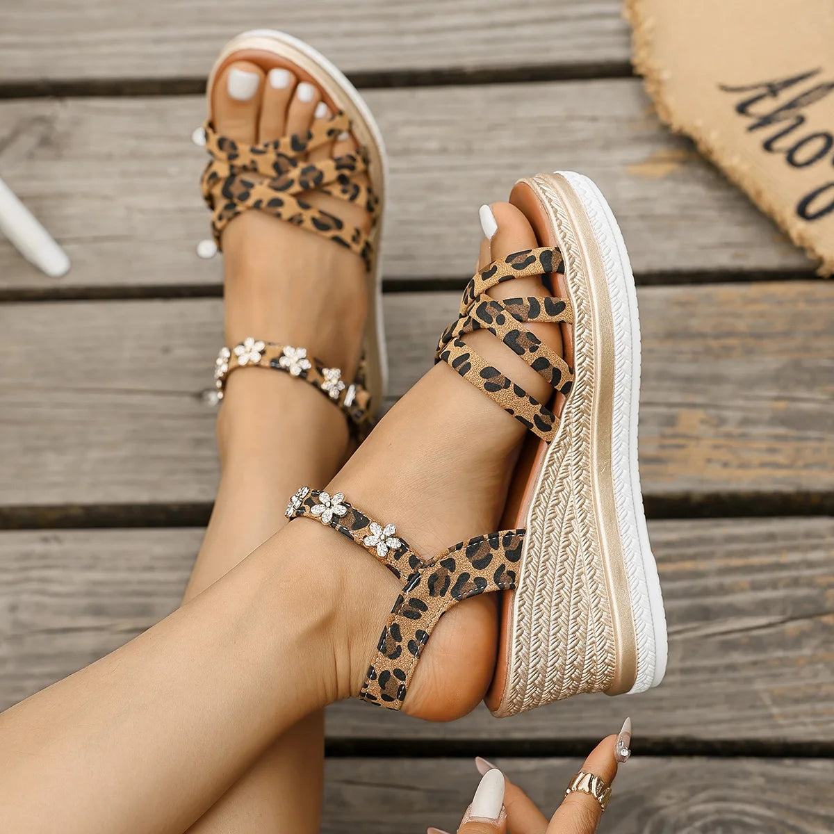 Sexy Leopard Print Platform Sandals Women 2025 Summer