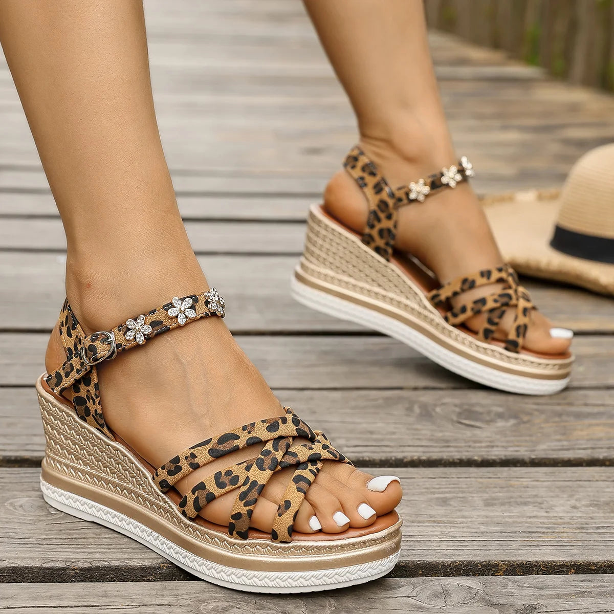 Sexy Leopard Print Platform Sandals Women 2025 Summer