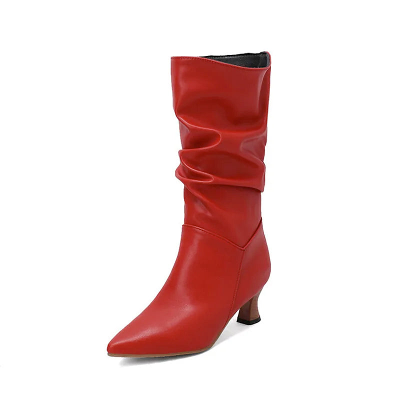 Winter Mid-calf Boots Woman Slip On Pointed