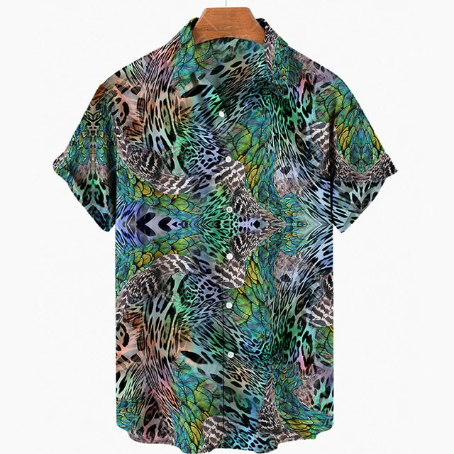 Short Sleeve Leopard Men's Shirts For Man Clothing