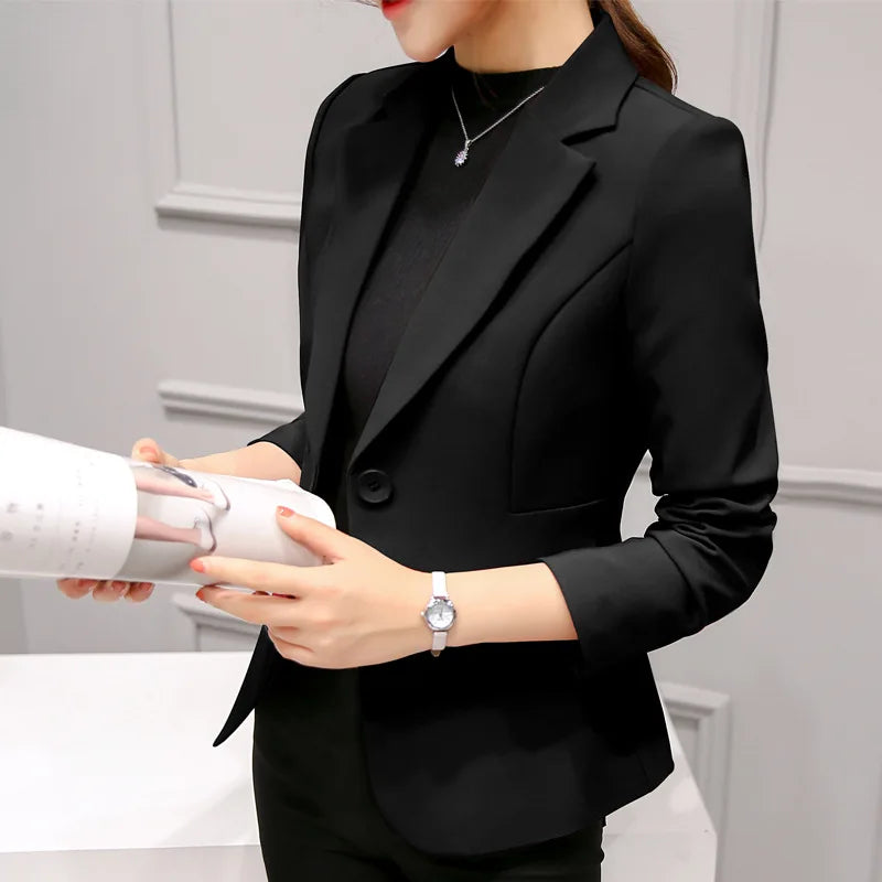 Royal Blue Suit Jacket Women's Stylish Slim Coat New Fall Women Blazer Pink, Red, White, Black Girl Tops Reefer Jackets