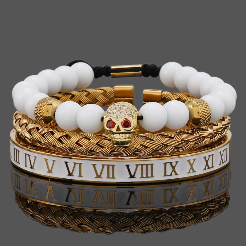 Luxury White Stone Beads Crown Leopard Head