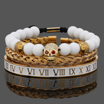 Luxury White Stone Beads Crown Leopard Head