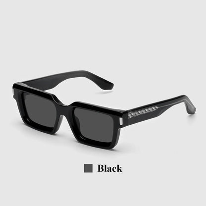 Ruiao 2025 retro black designer sunglasses vintage for women clear luxury square rectangular blue lens man UV400 high quality