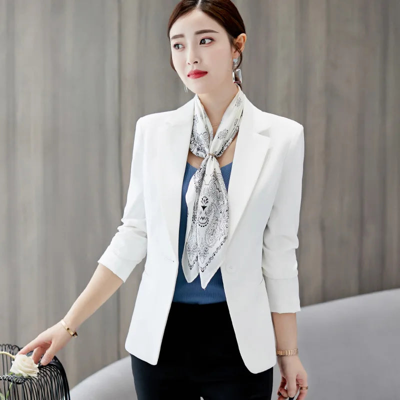 Royal Blue Suit Jacket Women's Stylish Slim Coat New Fall Women Blazer Pink, Red, White, Black Girl Tops Reefer Jackets