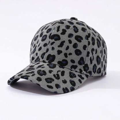 Leopard hat Women's autumn and winter corduroy baseball cap
