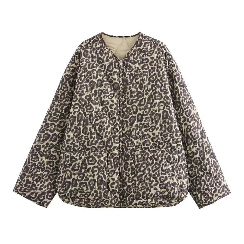 Quilted Jacket Woman Lightweight Padded Woman's Demi-Season Jacket For Women Outerwears Leopard Female Autumn Winter Coat