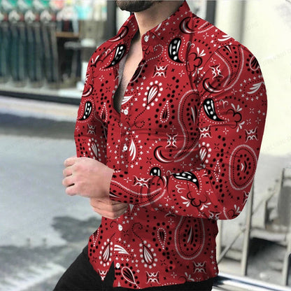 Leopard Hawaii Shirts Men Fashion Shirt Long Sleeve