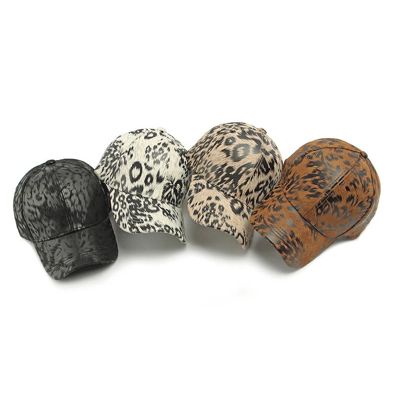 Beige Leopard Print Vintage Washed Cotton Baseball Cap | Jungle Line  