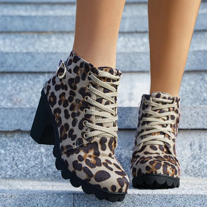 Leopard Print Women's Boots New Plush Warm Winter