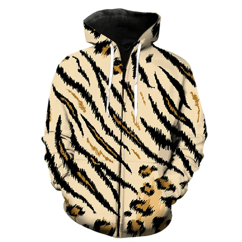 Fashion Pattern Zipper Hoodie Fashion Leopard