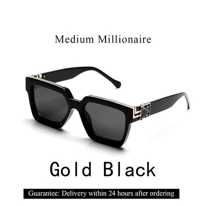 Ruiao Retro Black Millionaire Shades Luxury Sunglasses 2025 For Men Designer Famous Brand Square Sun Glasses Man Women Sunglass