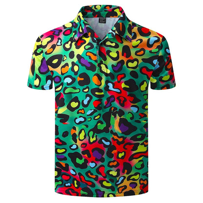 Harajuku Personality Polo Shirt For Men Strong Color