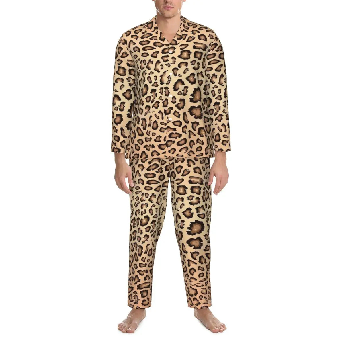 Leopard Print Sleepwear Autumn Yellow Pink and Black Casual