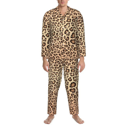 Leopard Print Sleepwear Autumn Yellow Pink and Black Casual