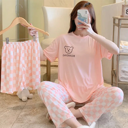 New women's summer three-piece pajamas