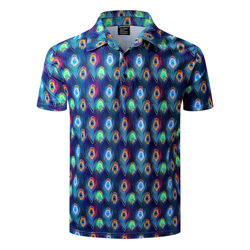 Harajuku Personality Polo Shirt For Men Strong Color