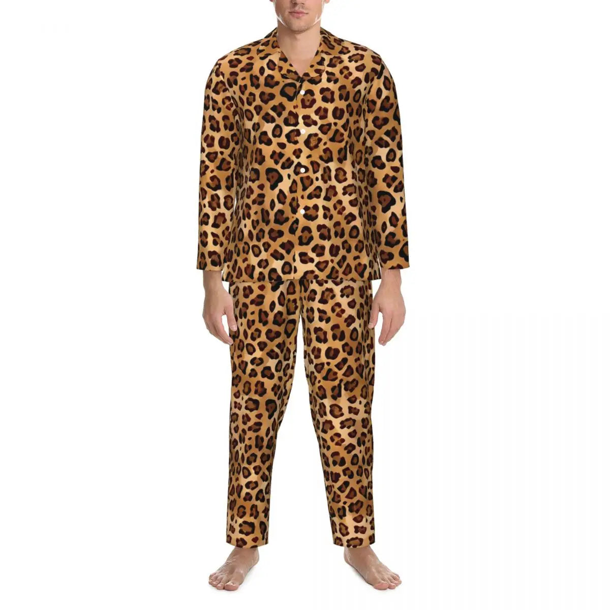 Leopard Pajamas Set Animal Print Comfortable Sleepwear