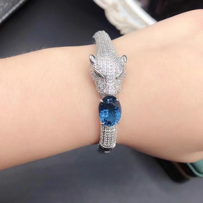 Luxury 925 Silver London Blue Topaz 10x14mm Leopard