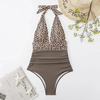 Fashion Printed One Piece Swimsuit Women Bathing Suit Sexy Bikinis Swimming Suits Ladies Beachwear Backless Lace Up Swimwear