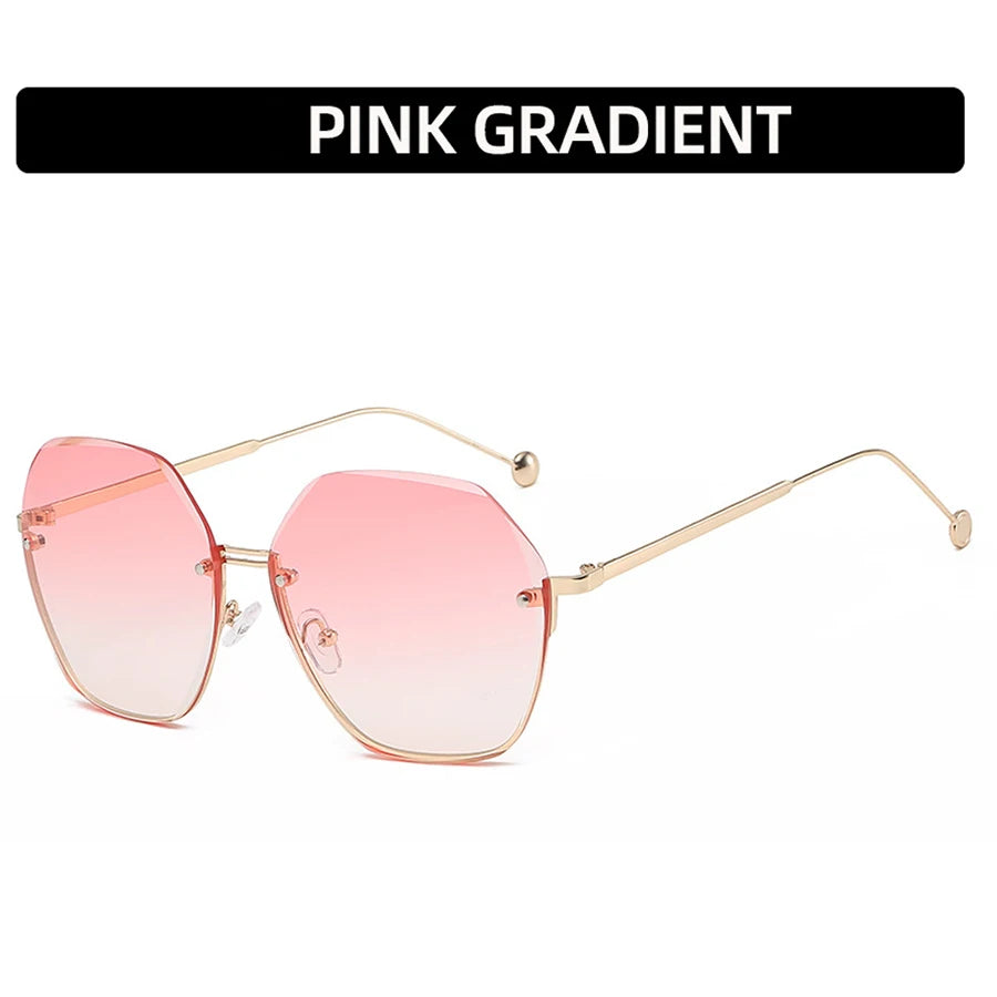 Brand Design Fashion New Polygonal Metal Sunglasses