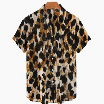 Short Sleeve Leopard Men's Shirts For Man Clothing