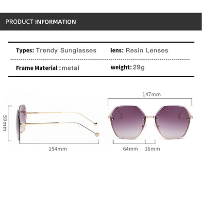 Brand Design Fashion New Polygonal Metal Sunglasses