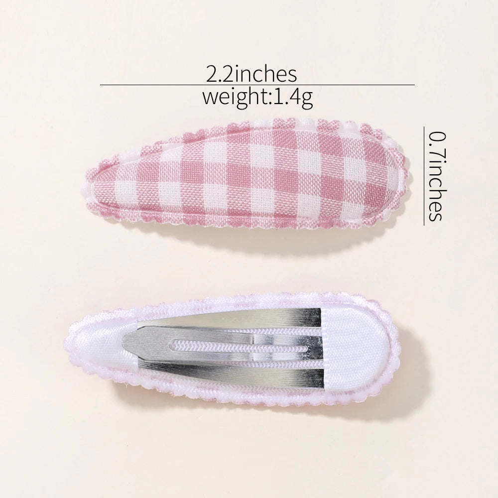 10Pcs/Lot Fresh Print Cotton Alloy Hair Clips for Kids Fabric