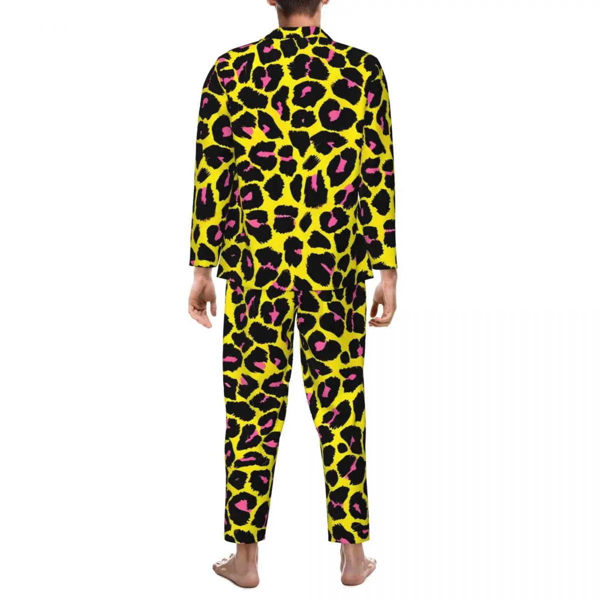 Leopard Print Sleepwear Autumn Yellow Pink and Black Casual