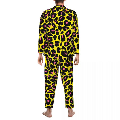 Leopard Print Sleepwear Autumn Yellow Pink and Black Casual