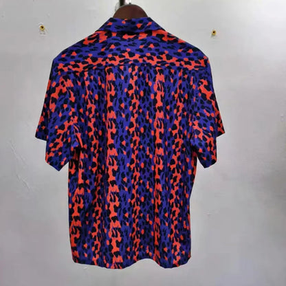 2024ss Summer New Leopard Print Full Print Casual Hawaii Shirts Men Woman 1:1 Good Quality Loose Short Sleeve T Shirt