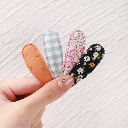 10Pcs/Lot Fresh Print Cotton Alloy Hair Clips for Kids Fabric
