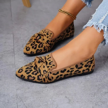 Women Shoes Leopard Print Flats Pointed Toe Flat Casual
