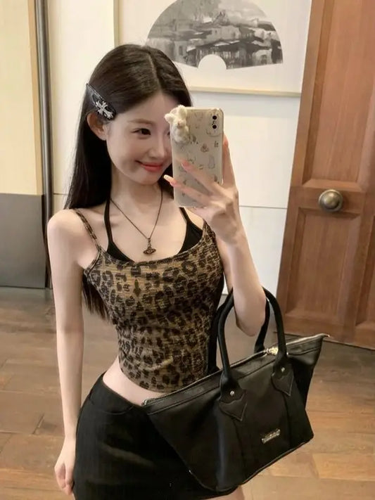 New Chic Hot Girl Leopard Print Suspender Women's Unique Vest