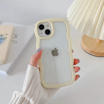 Candy Wavy Lines Bumper Case For iPhone 16 15 11 12 13 14 Pro Max Plus X XR XS Max Shockproof Transparent Hard Back Cover Funda