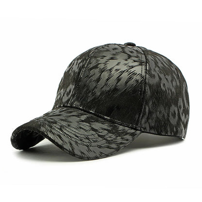 Beige Leopard Print Vintage Washed Cotton Baseball Cap