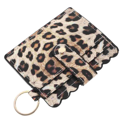 Leopard Print Wallet Pu Credit Card Holder Case Formen