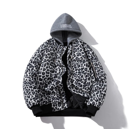 Fashion Bomber Jacket Men Leopard Hip Hop Pilot