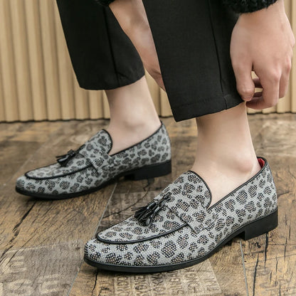 Diamond Leopard Big Size Loafers Fashion Party Men's