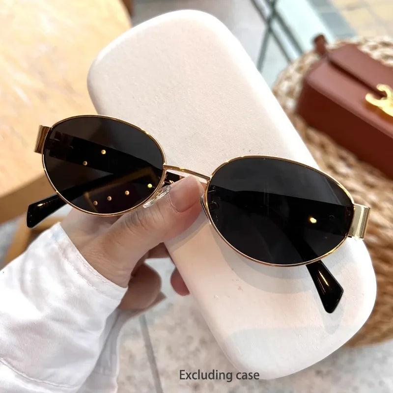 New Oval Sunglasses for Women Men Trendy Metal