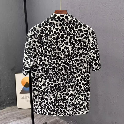 Leopard Print Short-sleeved Shirt Men's Design Niche
