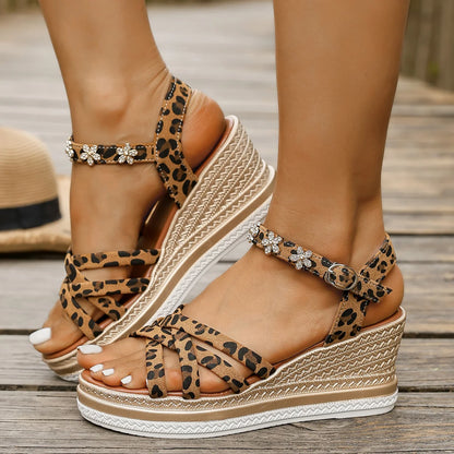 Sexy Leopard Print Platform Sandals Women 2025 Summer