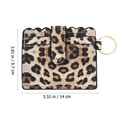 Leopard Print Wallet Pu Credit Card Holder Case Formen