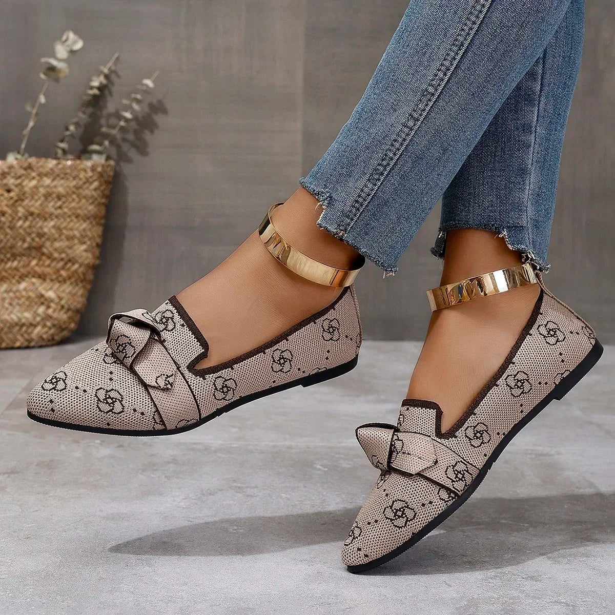 Women Shoes Leopard Print Flats Pointed Toe Flat Casual