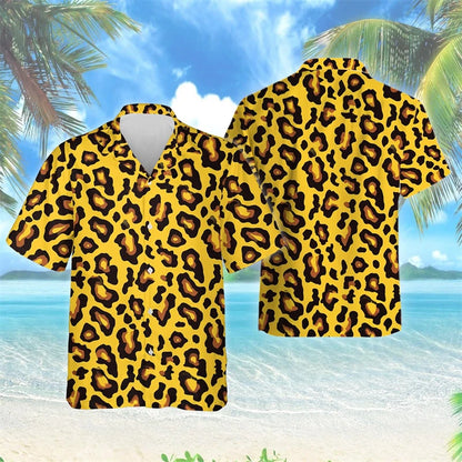 Female Leopard Graphic Lapel Blouse Fashion Male Streetwear Hip Hop Shirt For Men Clothes Wild Animal Short Sleeve Cheetah Top