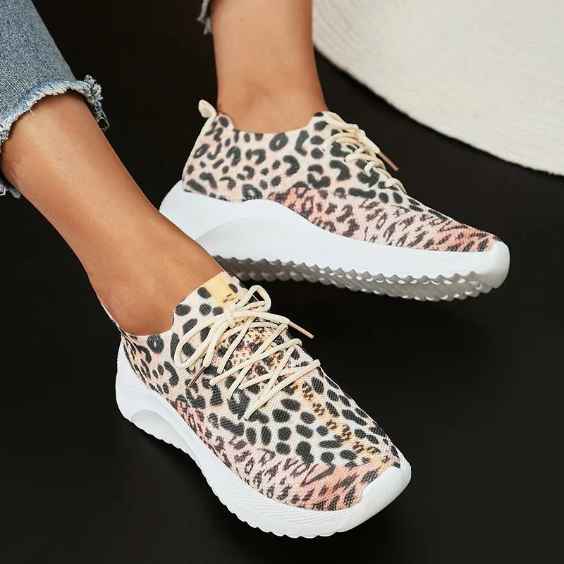 Fashion Leopard Knitted Sneakers for Women 2025