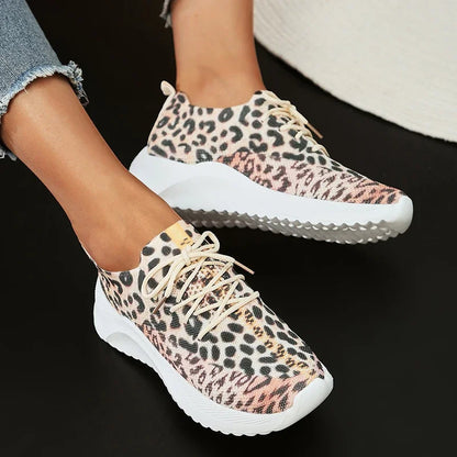 Fashion Leopard Knitted Sneakers for Women 2025
