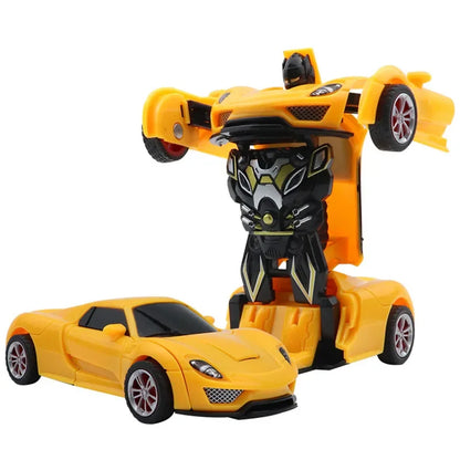 Shape-shifting toy car inertial impact one-button shape