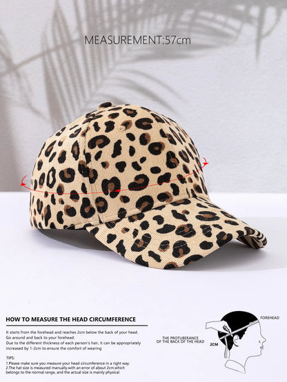 Leopard hat Women's autumn and winter corduroy baseball cap