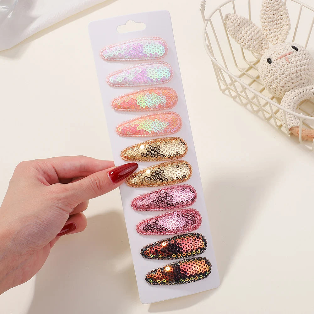 10Pcs/Lot Fresh Print Cotton Alloy Hair Clips for Kids Fabric